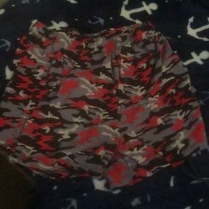 Red camouflage shorts for girl and guy